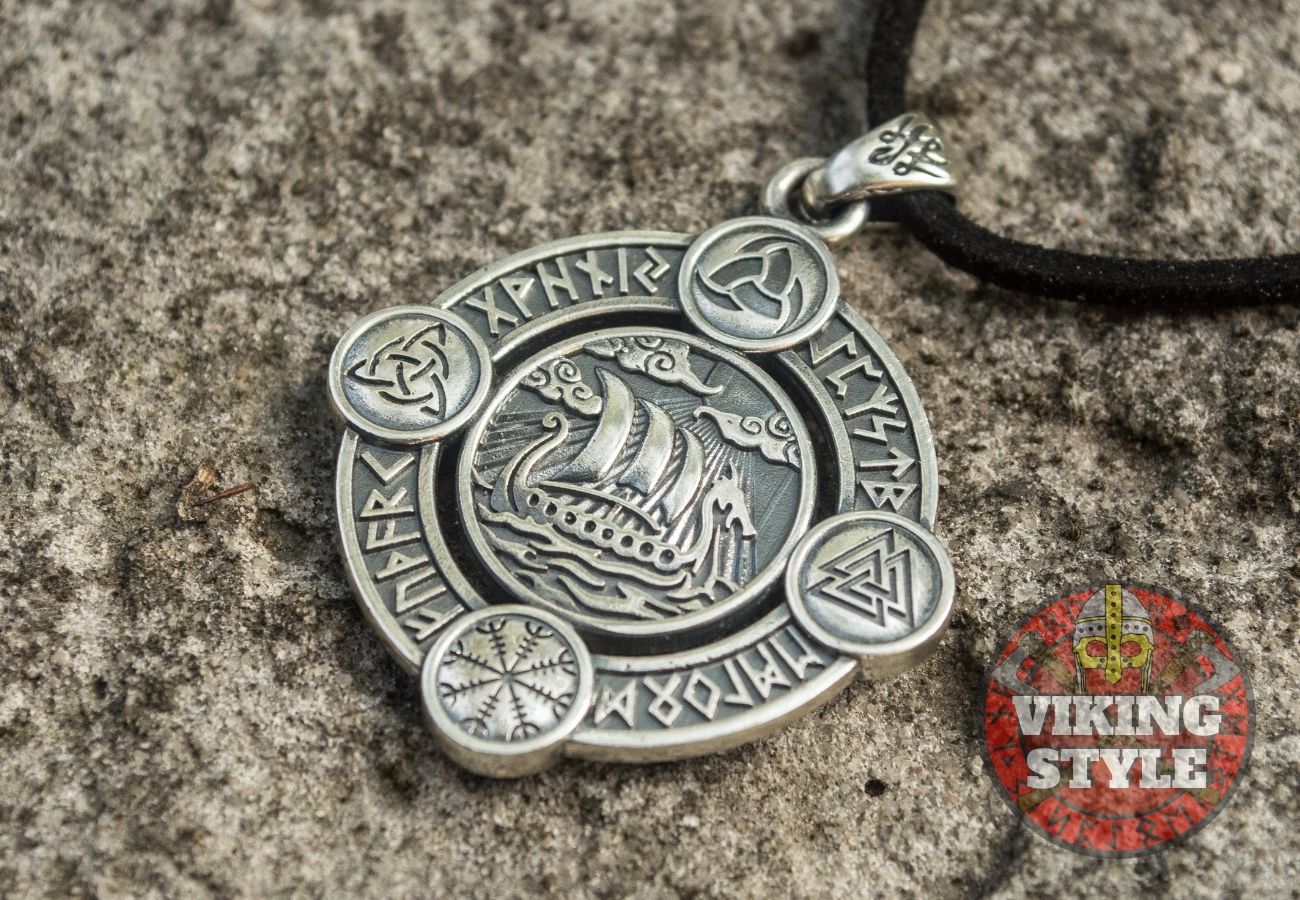 Viking Ship Pendant VI - Drakkar, 925 Silver