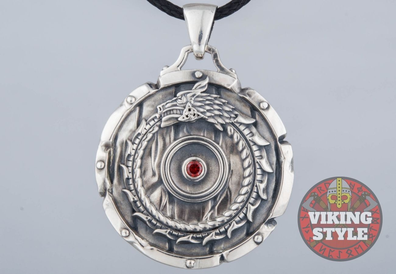 Dragon Shield Pendant - Jormungandr, 925 Silver