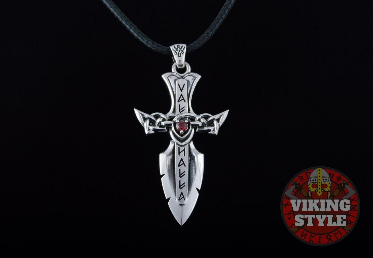 Viking Dagger Pendant - Runic, 925 Silver