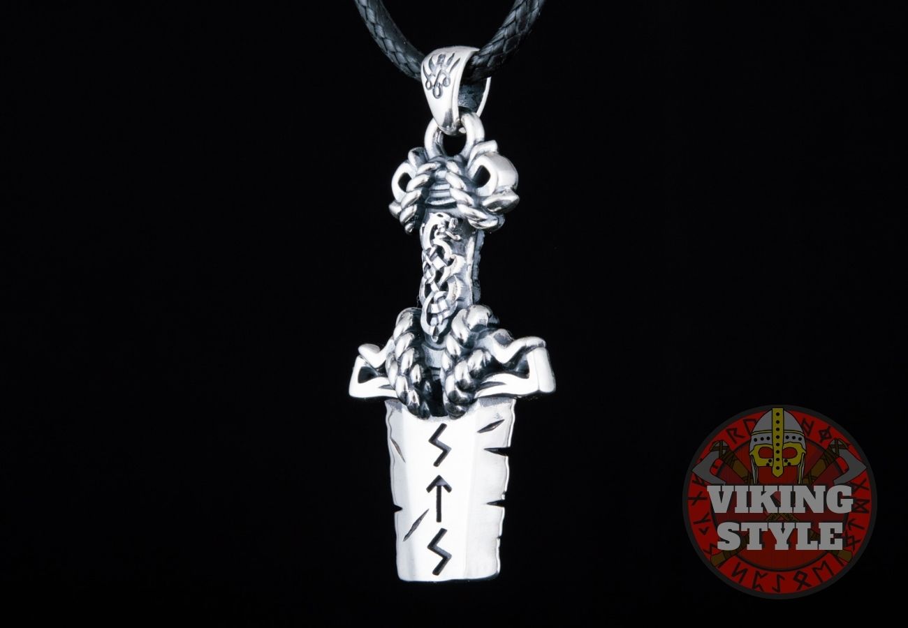 Viking Sword Pendant - Broken Sword, 925 Silver