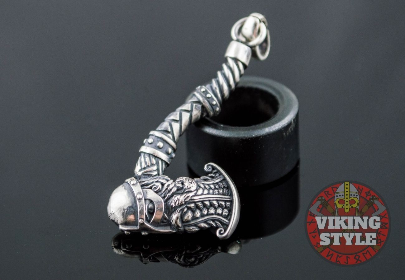 Helmet Axe Pendant - 925 Silver