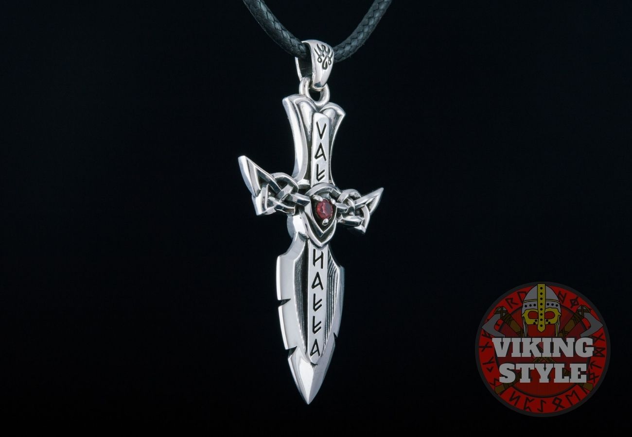 Viking Dagger Pendant - Runic, 925 Silver
