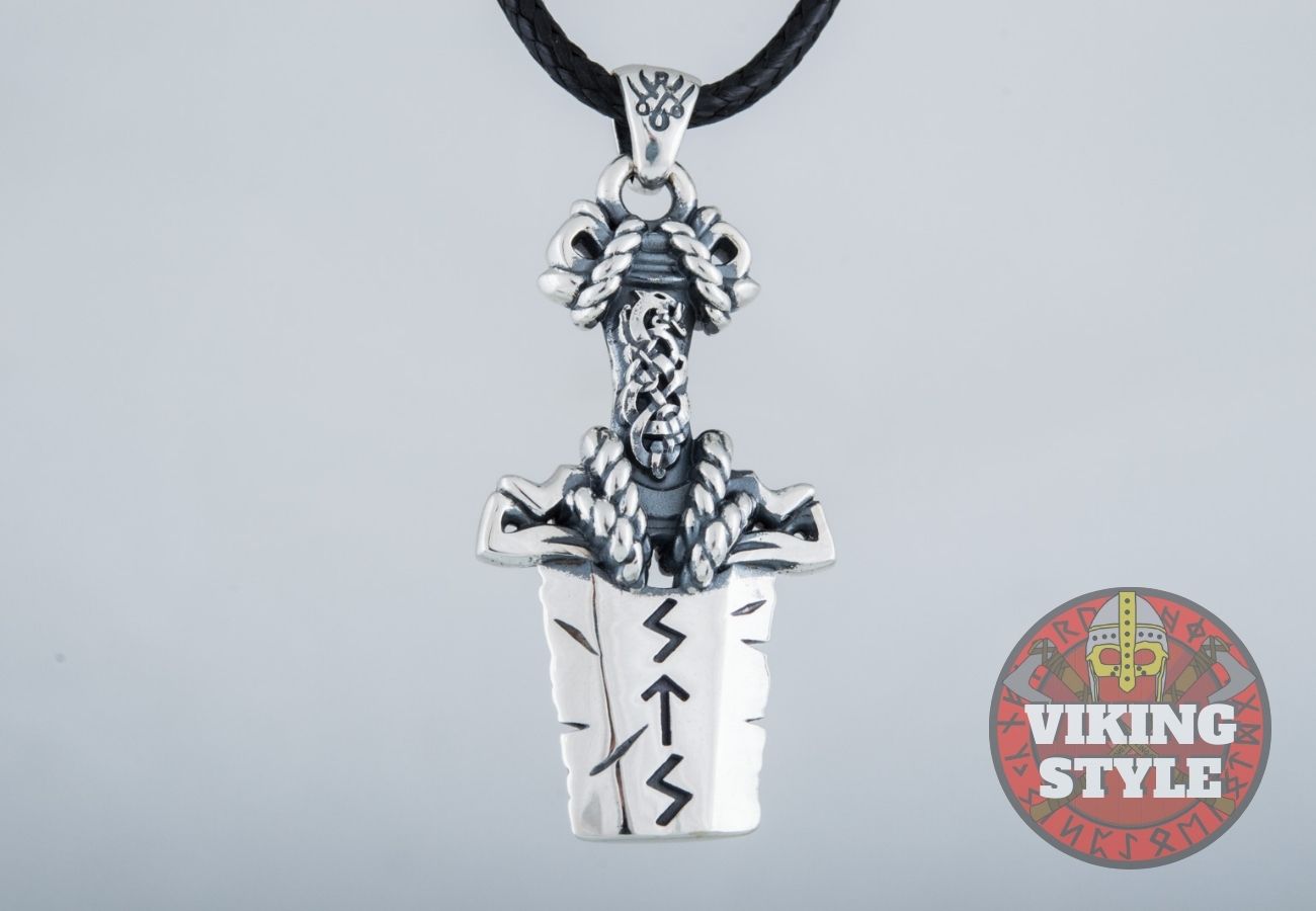 Viking Sword Pendant - Broken Sword, 925 Silver