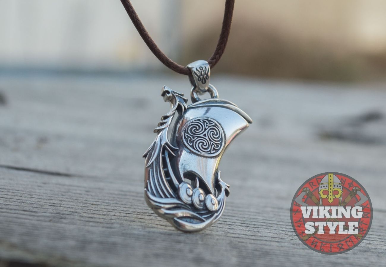 Viking Ship Pendant - Drakkar, 925 Silver