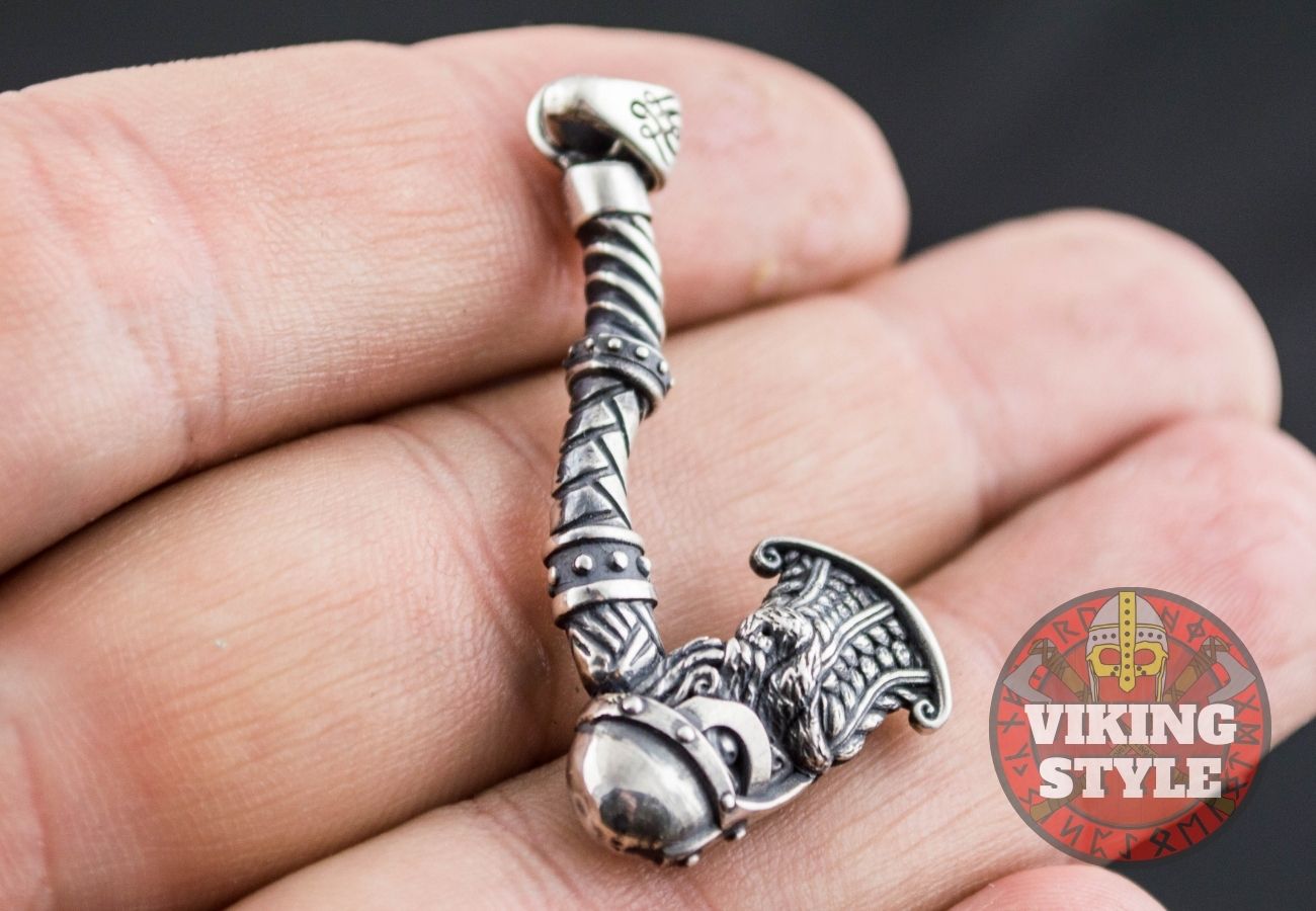 Helmet Axe Pendant - 925 Silver