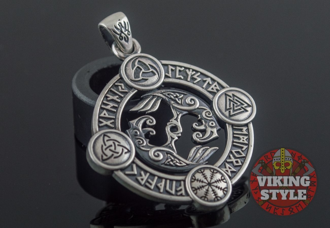 Huginn & Muninn Pendant - Norse Symbols, 925 Silver