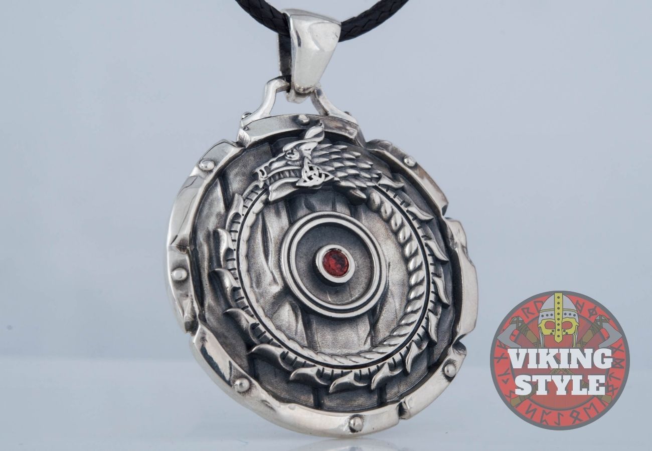 Dragon Shield Pendant - Jormungandr, 925 Silver