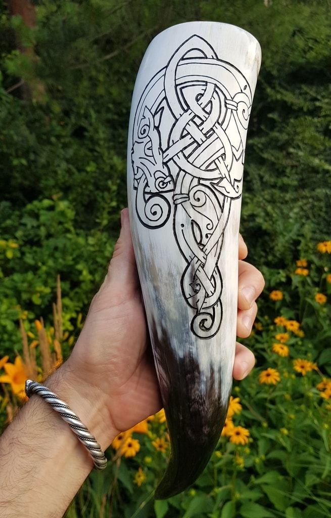 Norse Wolf Drinking Horn