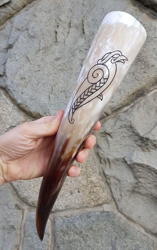 Norse Raven Drinking Horn