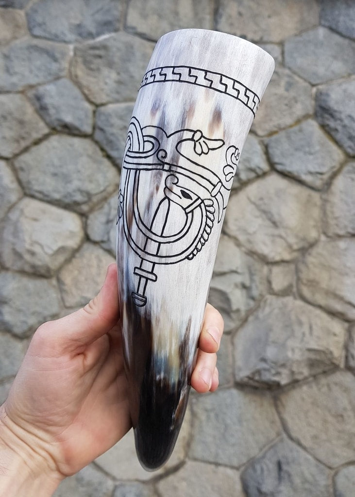 Norse Serpent Drinking Horn