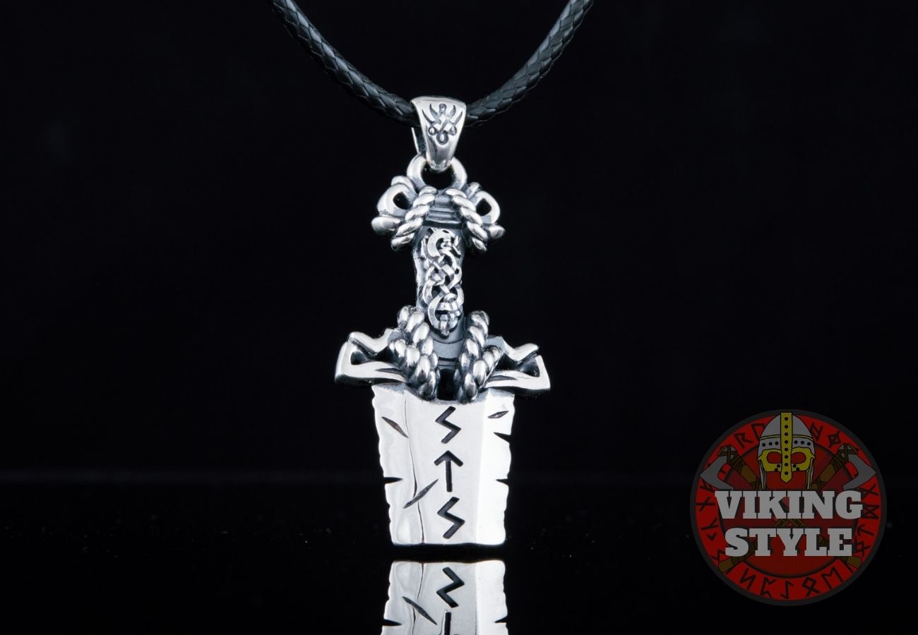Viking Sword Pendant - Broken Sword, 925 Silver