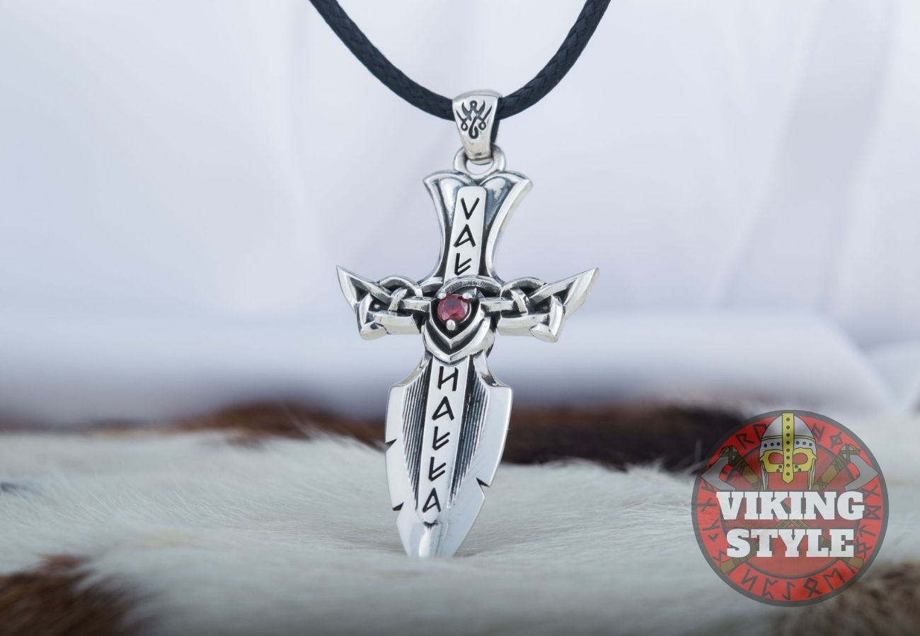 Viking Dagger Pendant - Runic, 925 Silver