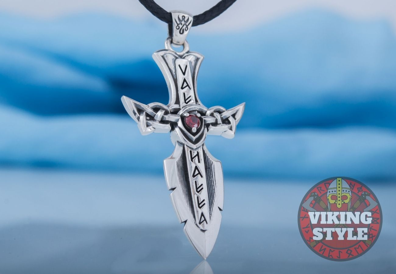 Viking Dagger Pendant - Runic, 925 Silver