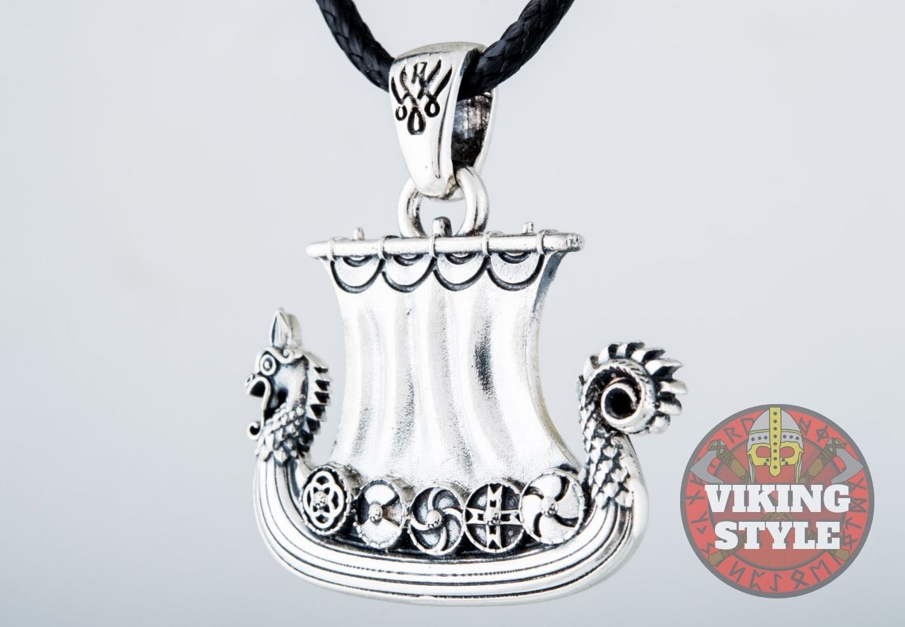 Viking Ship Pendant V - Drakkar, 925 Silver