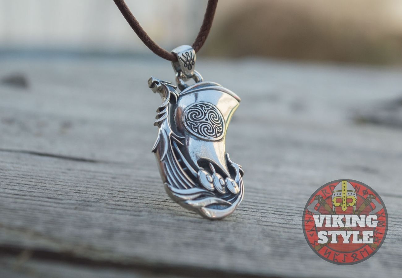 Viking Ship Pendant - Drakkar, 925 Silver