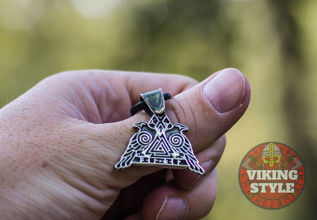 Valknut Pendant - Huginn & Muninn, 925 Silver