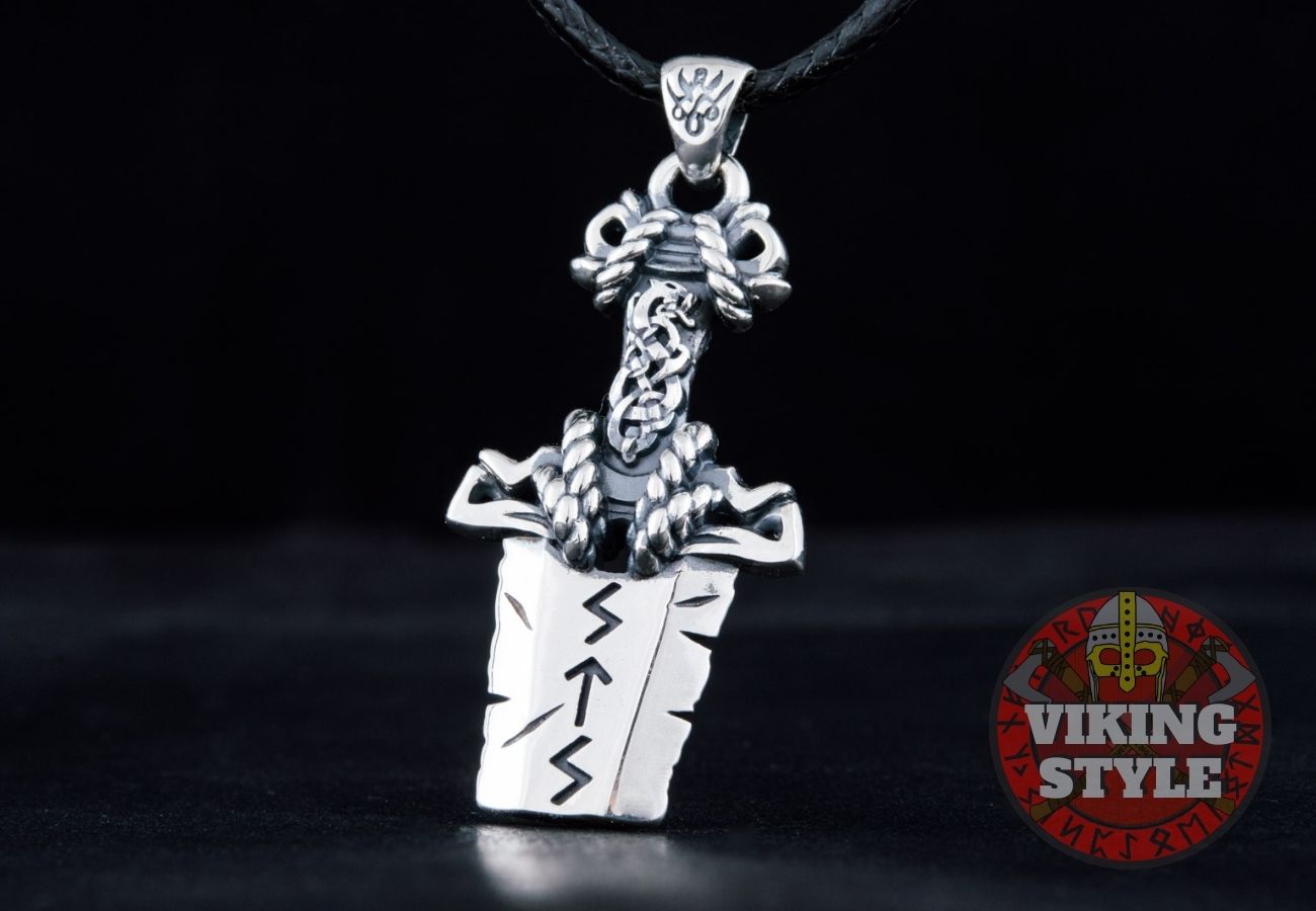 Viking Sword Pendant - Broken Sword, 925 Silver