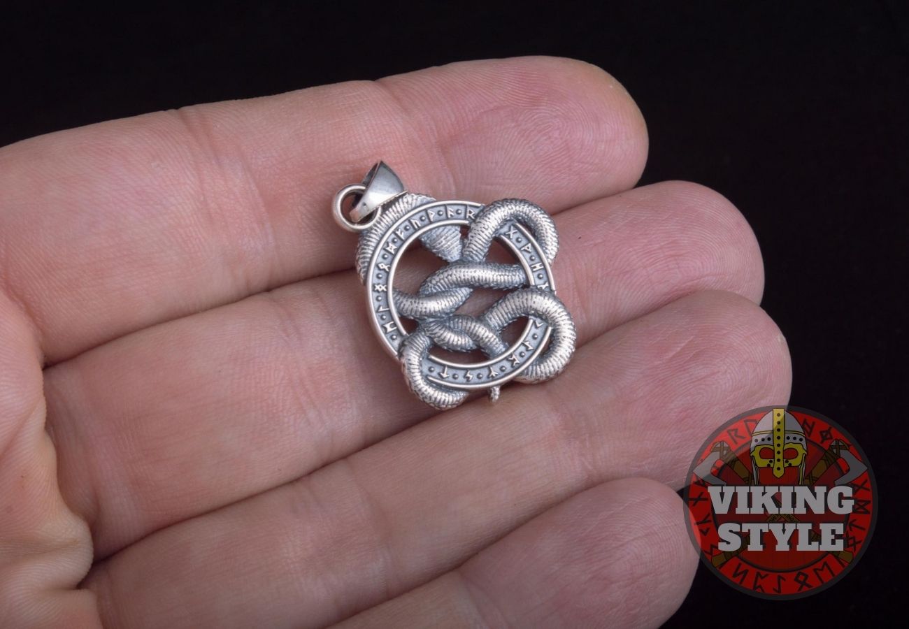 Jörmungandr Pendant - Red Zirconia, 925 Silver
