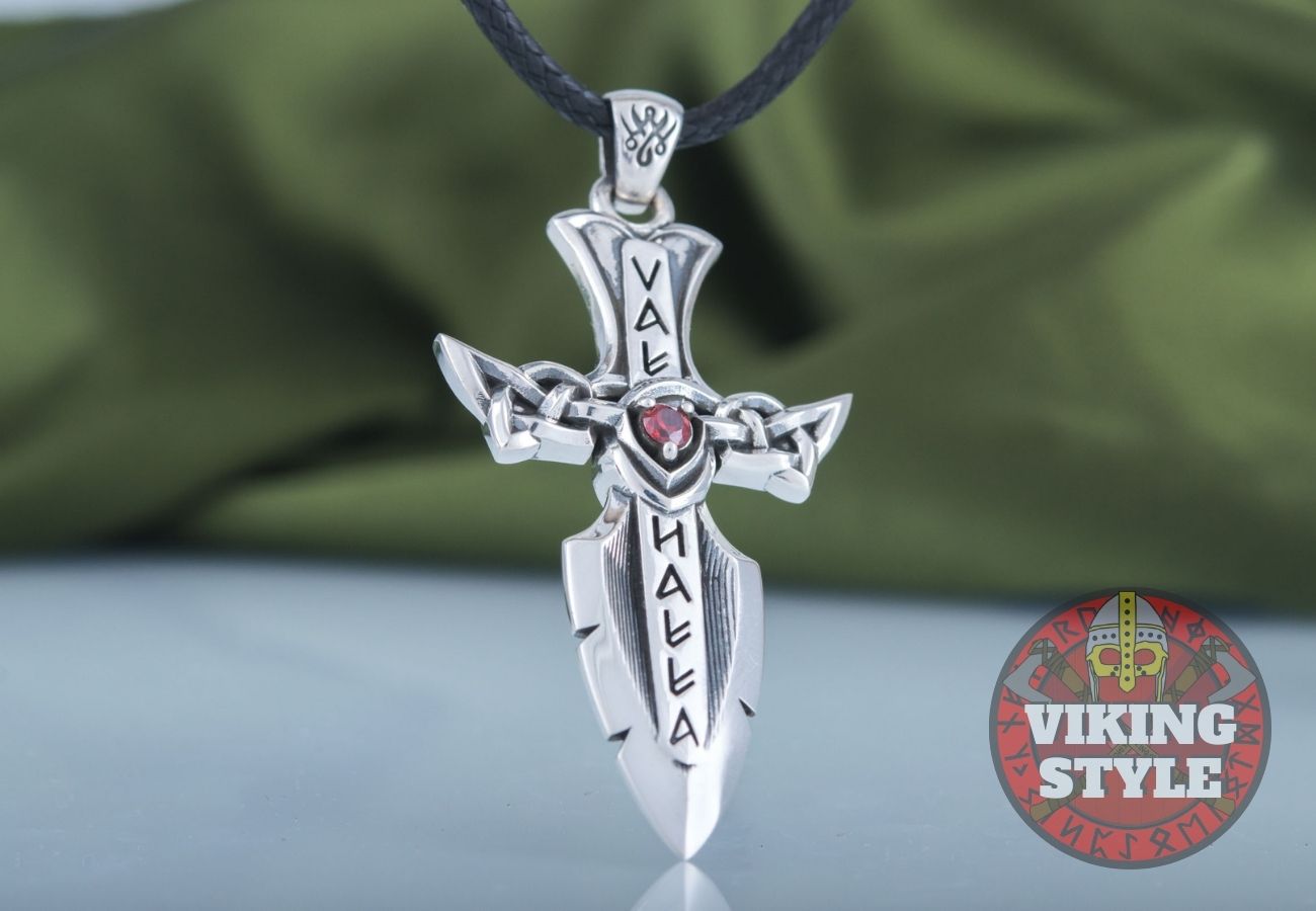 Viking Dagger Pendant - Runic, 925 Silver