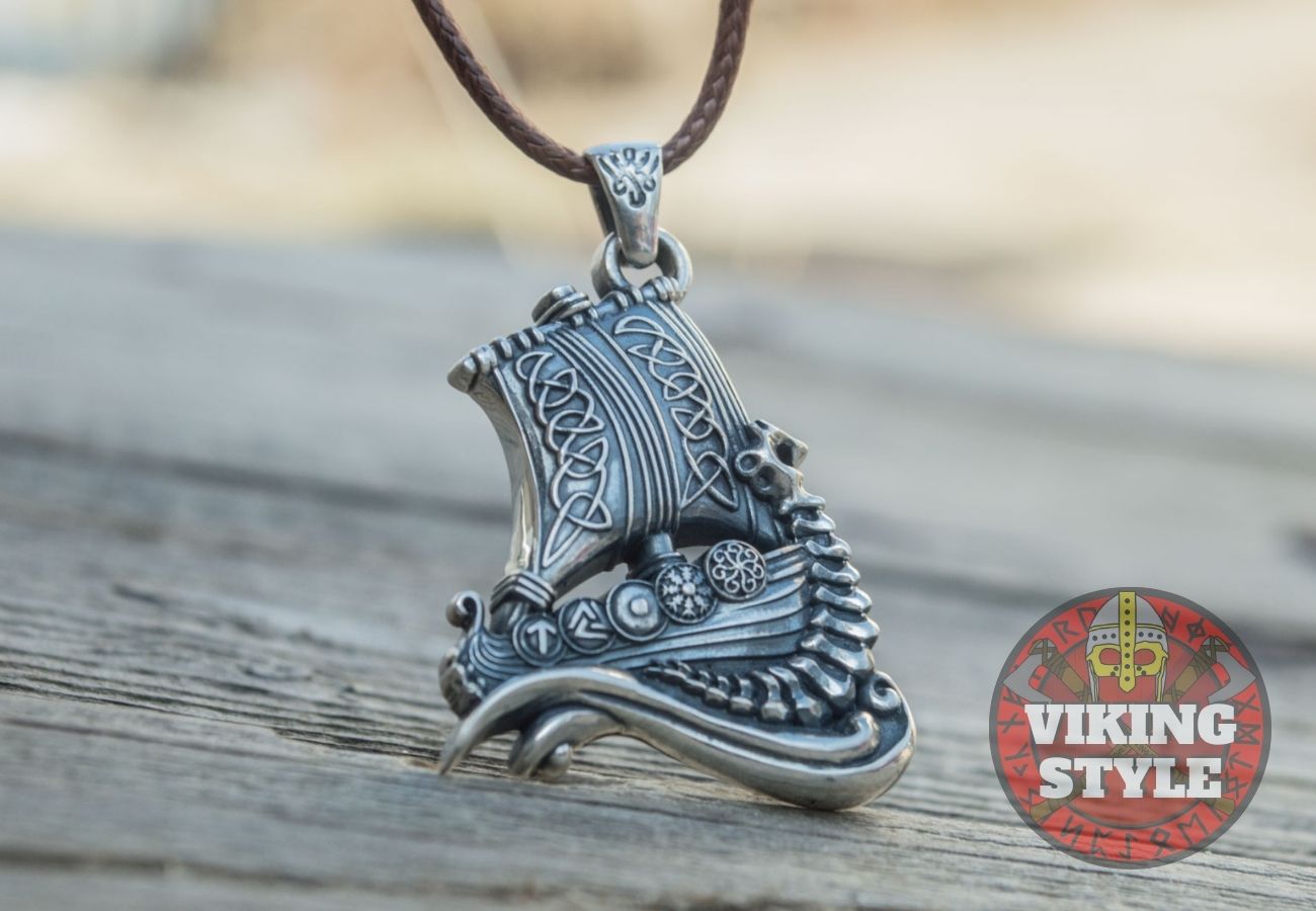 Viking Ship Pendant II - Drakkar, 925 Silver
