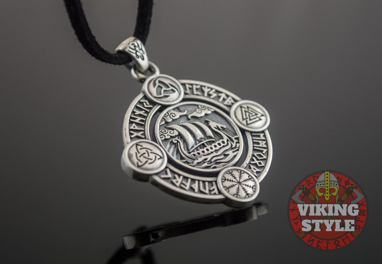 Viking Ship Pendant VI - Drakkar, 925 Silver