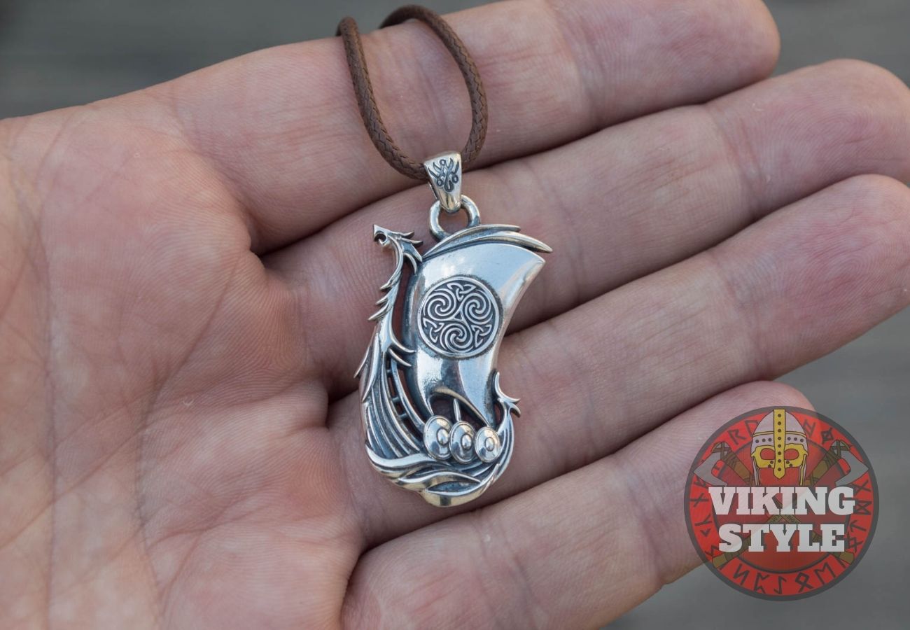 Viking Ship Pendant - Drakkar, 925 Silver