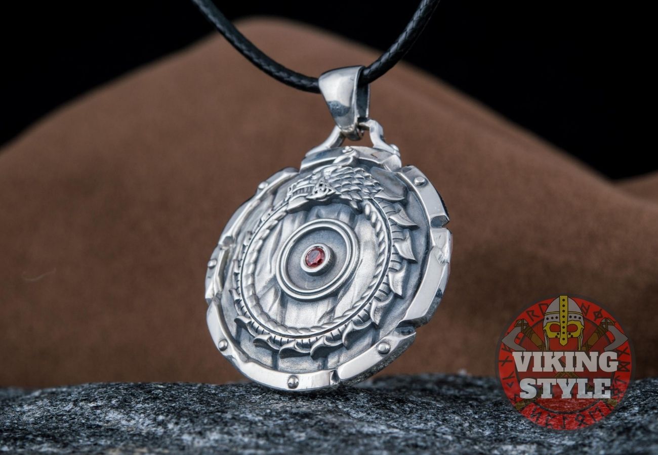 Dragon Shield Pendant - Jormungandr, 925 Silver
