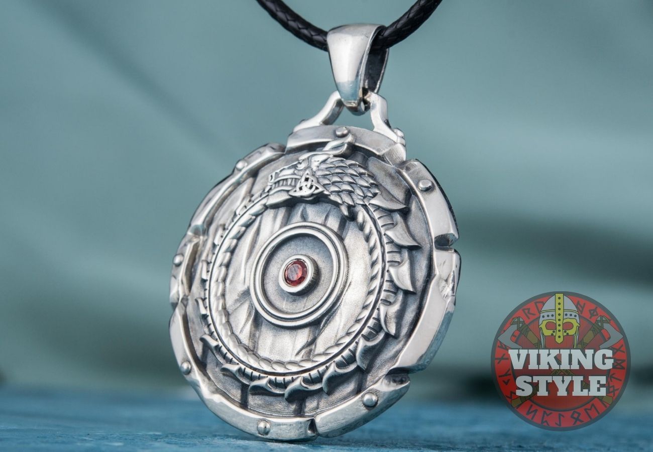 Dragon Shield Pendant - Jormungandr, 925 Silver
