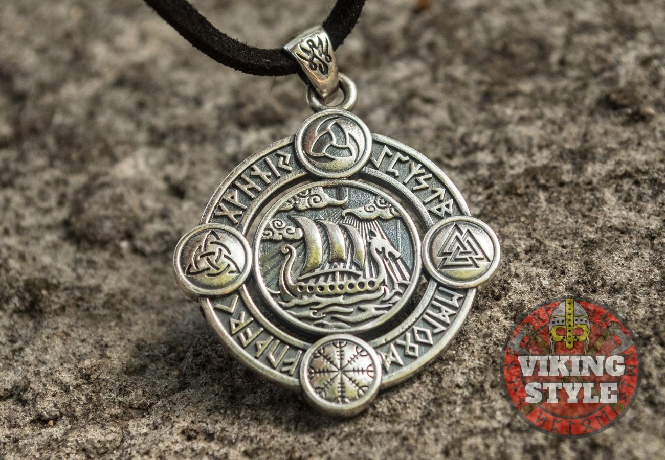 Viking Ship Pendant VI - Drakkar, 925 Silver