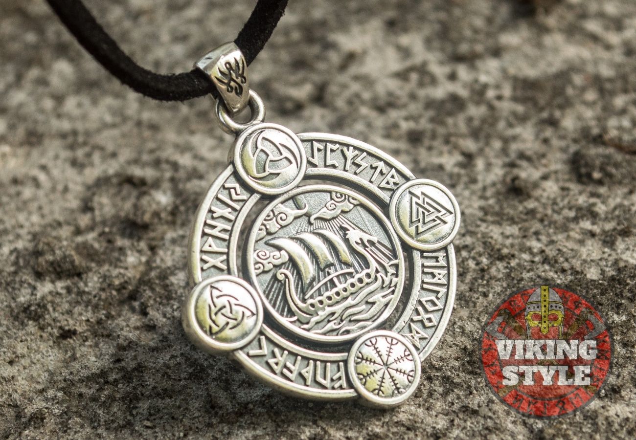 Viking Ship Pendant VI - Drakkar, 925 Silver