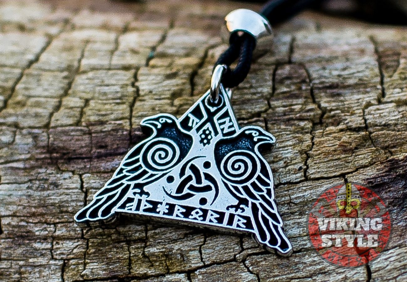 Valknut Pendant - Huginn & Muninn, 925 Silver