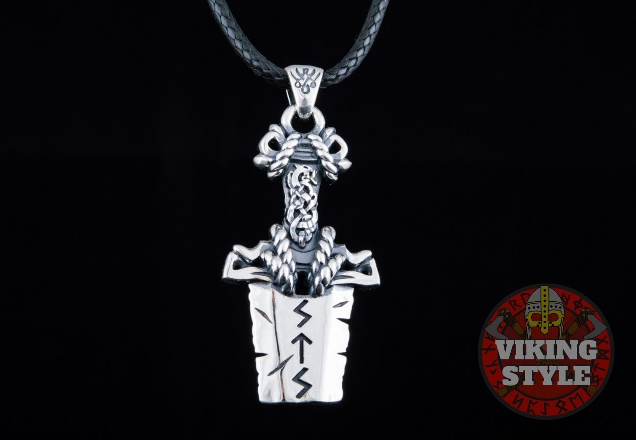 Viking Sword Pendant - Broken Sword, 925 Silver