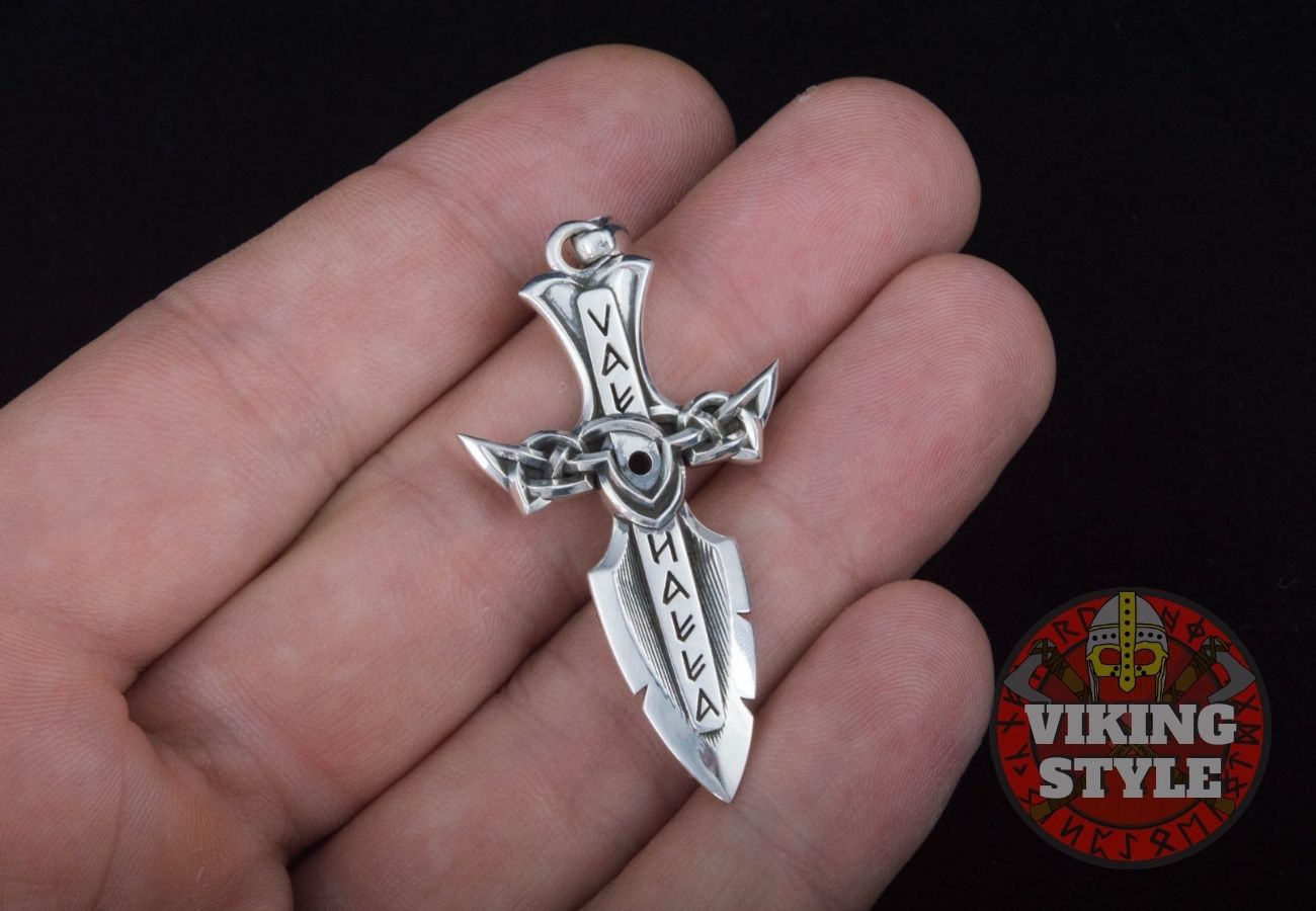 Viking Dagger Pendant - Runic, 925 Silver
