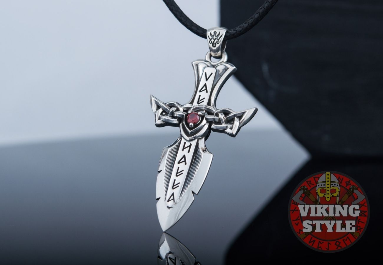 Viking Dagger Pendant - Runic, 925 Silver