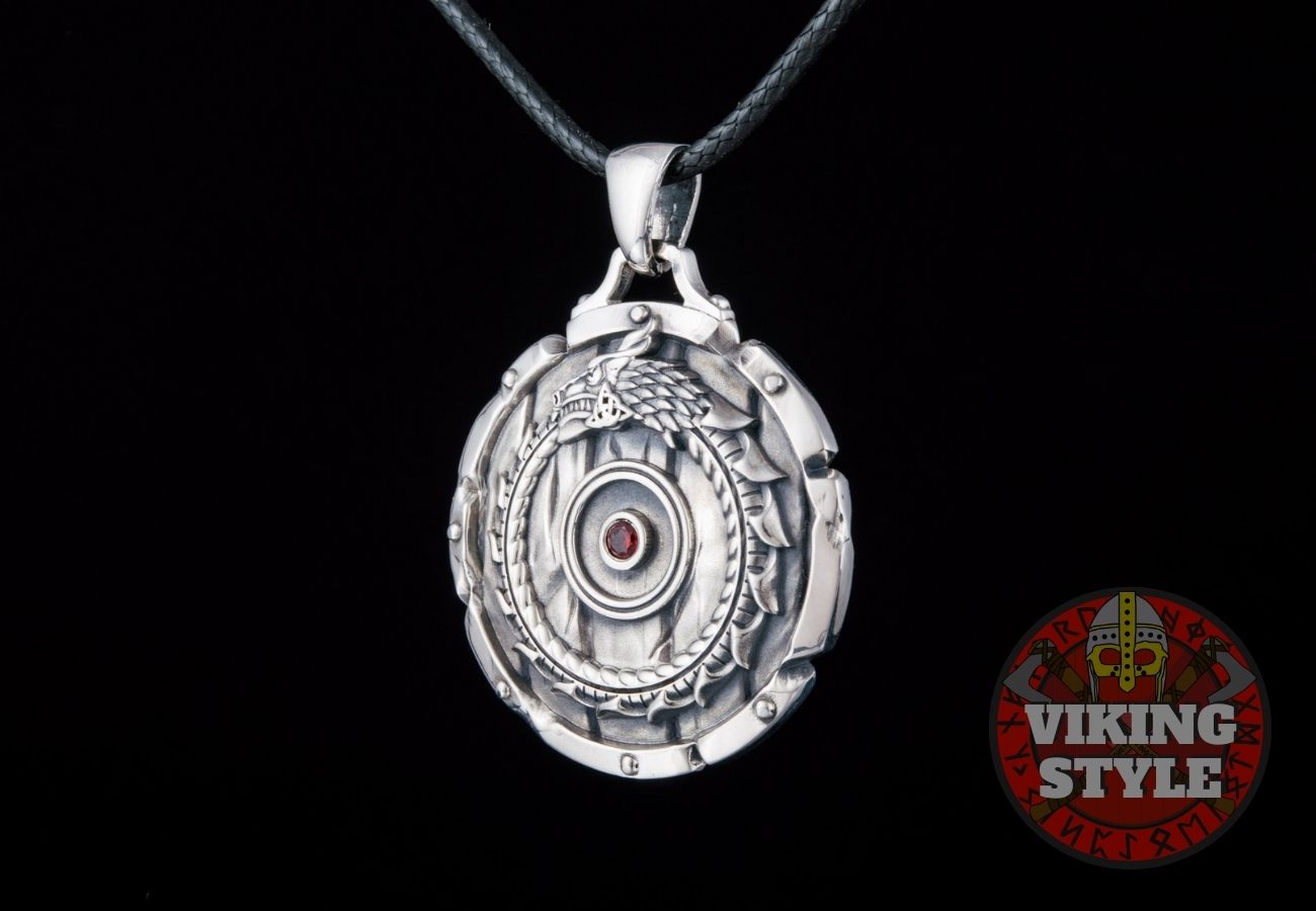 Dragon Shield Pendant - Jormungandr, 925 Silver