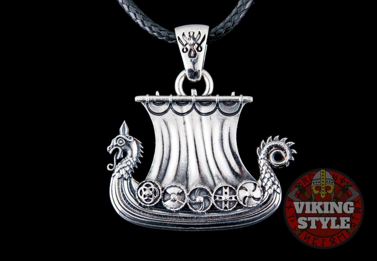 Viking Ship Pendant V - Drakkar, 925 Silver