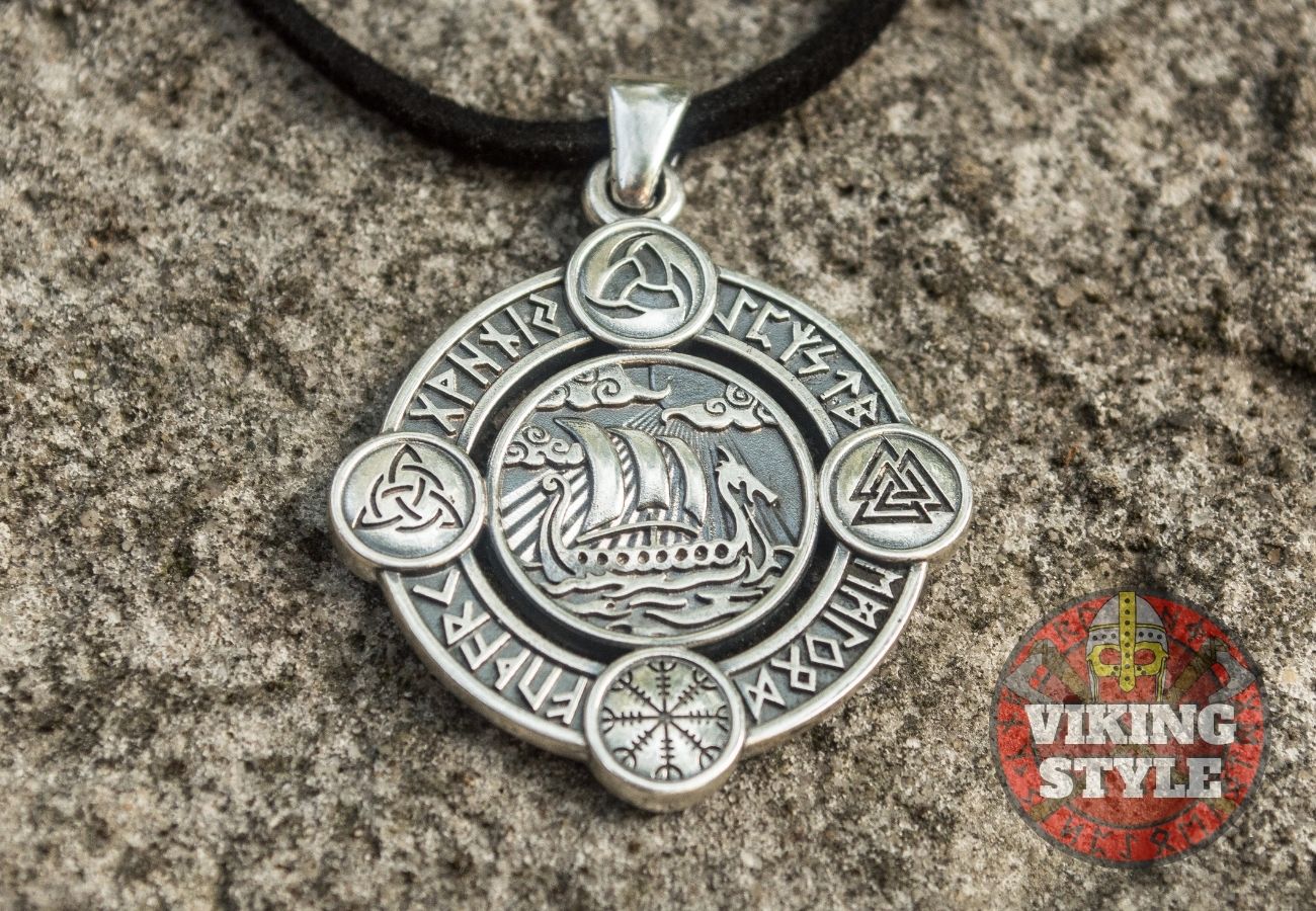 Viking Ship Pendant VI - Drakkar, 925 Silver
