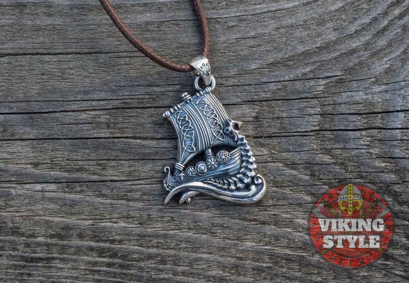 Viking Ship Pendant II - Drakkar, 925 Silver