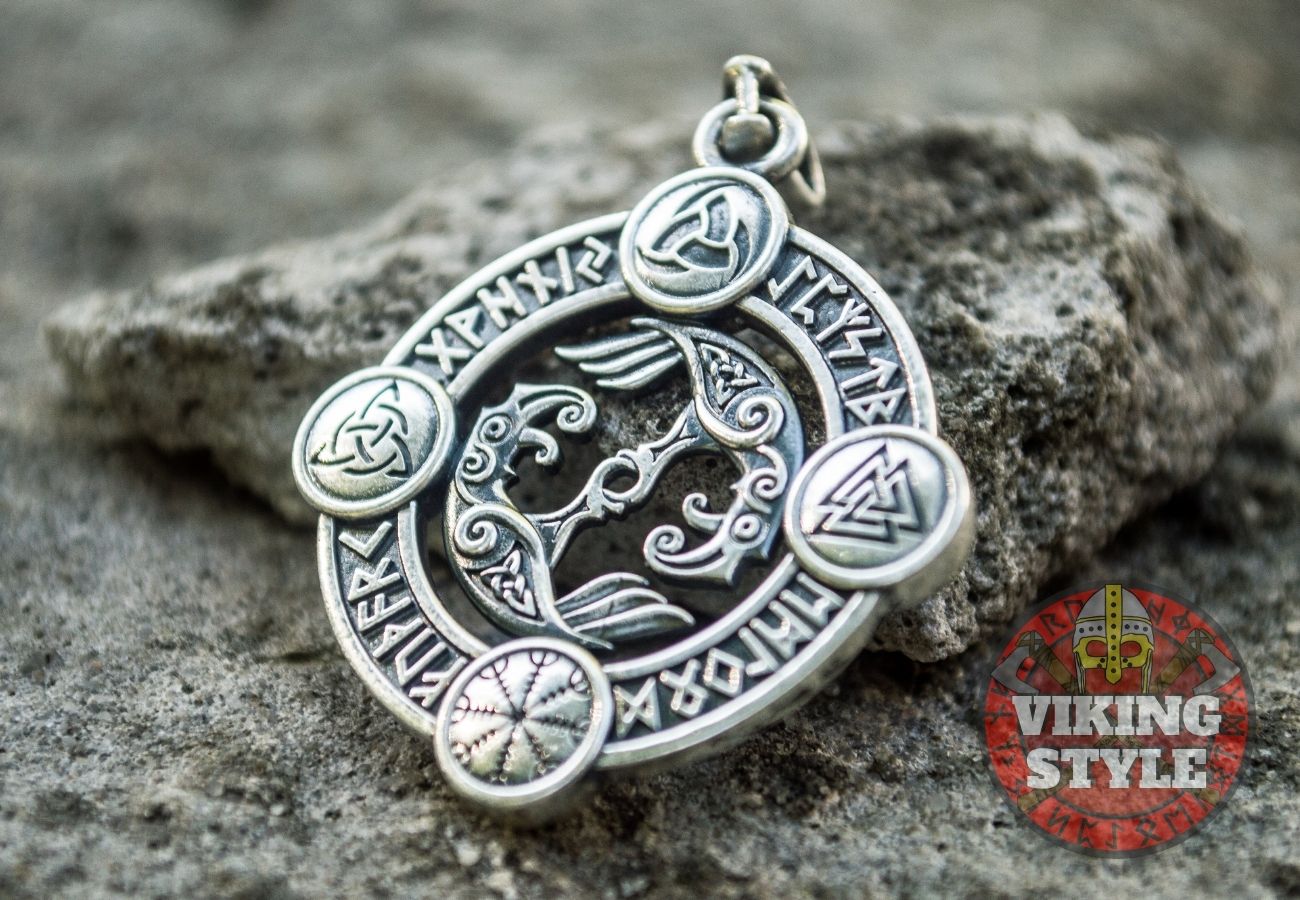 Huginn & Muninn Pendant - Norse Symbols, 925 Silver