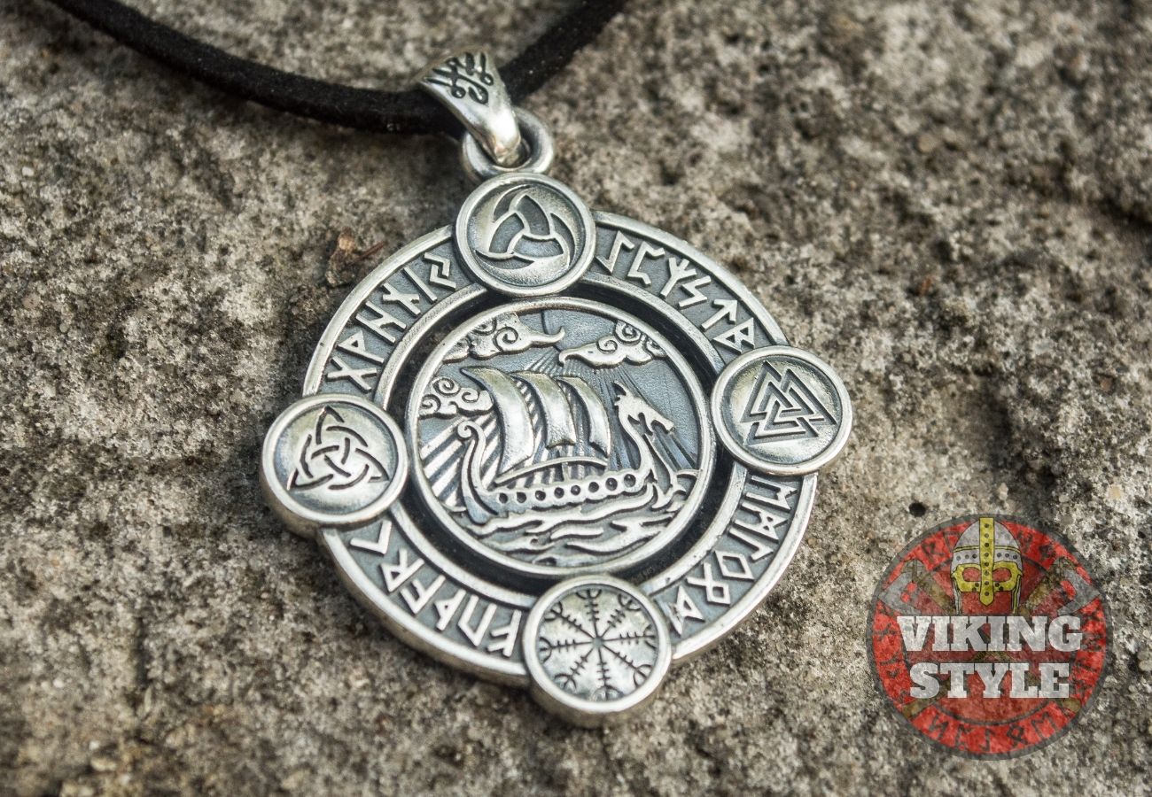 Viking Ship Pendant VI - Drakkar, 925 Silver
