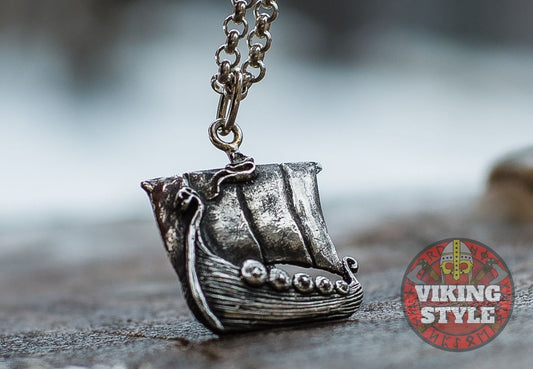 Viking Ship Pendant III - Drakkar, 925 Silver