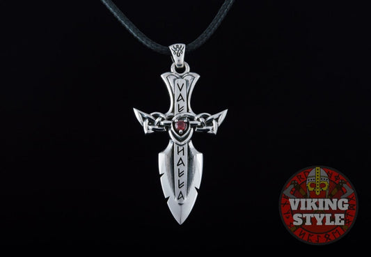 Viking Dagger Pendant - Runic, 925 Silver