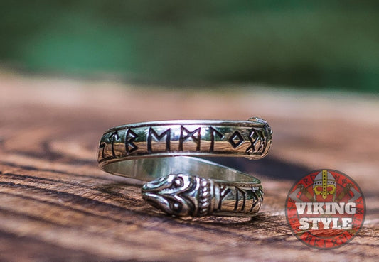 Adjustable Rune Ring - 925 Silver