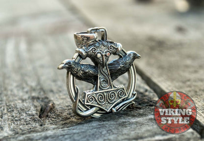 Mjölnir Pendant - Huginn & Muninn, 925 Silver
