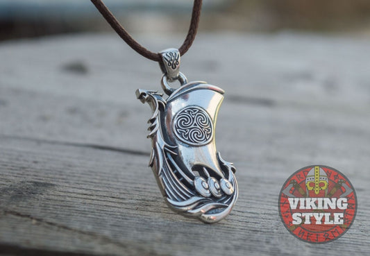 Viking Ship Pendant - Drakkar, 925 Silver