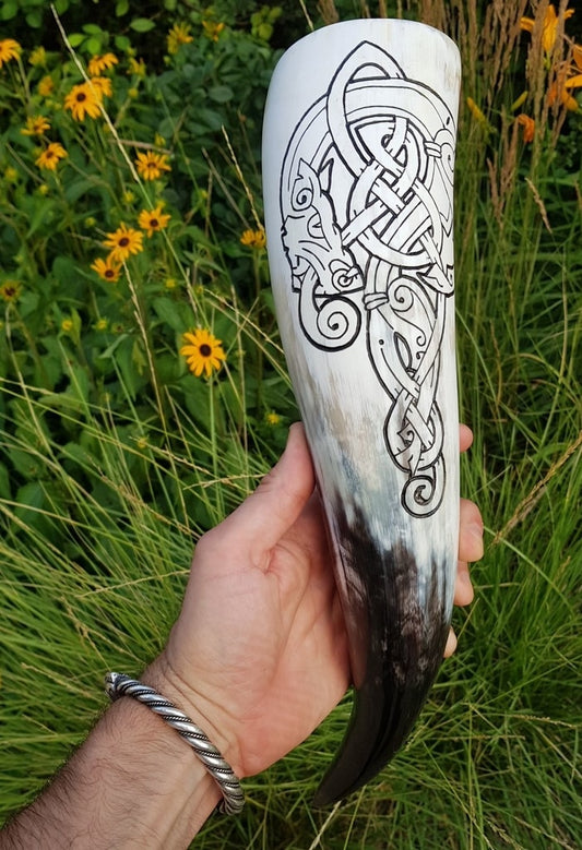 Norse Wolf Drinking Horn