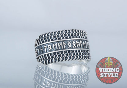 Runic Ring - Chainmail, 925 Silver