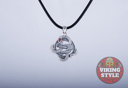 Jörmungandr Pendant - Red Zirconia, 925 Silver