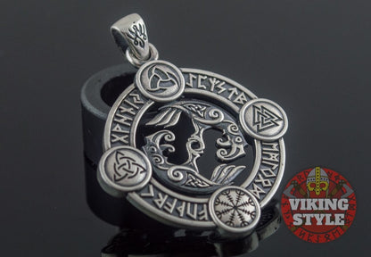 Huginn & Muninn Pendant - Norse Symbols, 925 Silver