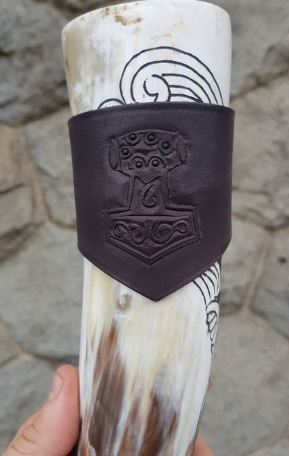 Mjolnir Leather Horn Holder